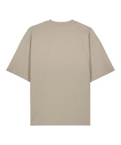 Camiseta beige oversized sin estampado, vista posterior