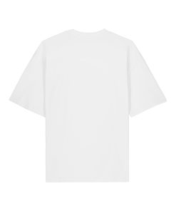 Camiseta oversized blanca sin estampado, vista posterior