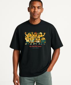 Camiseta oversized negra con personajes nachos y texto “It’s NACHOS time!”.
